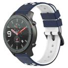 For Amazfit GTR 47mm 22mm Two-Color Porous Silicone Watch Band(Midnight Blue + White) - 1