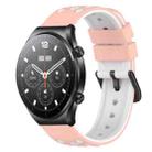 For Xiaomi MI Watch S1 22mm Two-Color Porous Silicone Watch Band(Pink+White) - 1