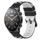 For Xiaomi MI Watch S1 22mm Two-Color Porous Silicone Watch Band(Black+White) - 1