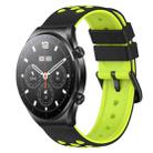 For Xiaomi MI Watch S1 22mm Two-Color Porous Silicone Watch Band(Black+Lime Green) - 1