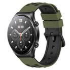 For Xiaomi MI Watch S1 22mm Two-Color Porous Silicone Watch Band(Army Green + Black) - 1