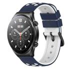 For Xiaomi MI Watch S1 22mm Two-Color Porous Silicone Watch Band(Midnight Blue + White) - 1