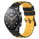 For Xiaomi MI Watch S1 Pro 22mm Two-Color Porous Silicone Watch Band(Black+Yellow) - 1