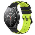 For Xiaomi MI Watch S1 Pro 22mm Two-Color Porous Silicone Watch Band(Black+Lime Green) - 1