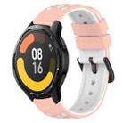 For Xiaomi MI Watch Color 2 22mm Two-Color Porous Silicone Watch Band(Pink+White) - 1