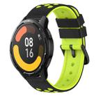 For Xiaomi MI Watch Color 2 22mm Two-Color Porous Silicone Watch Band(Black+Lime Green) - 1