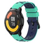 For Xiaomi MI Watch Color 2 22mm Two-Color Porous Silicone Watch Band(Lime Green+Blue) - 1