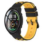 For Xiaomi MI Watch Color 22mm Two-Color Porous Silicone Watch Band(Black+Yellow) - 1