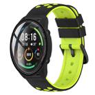 For Xiaomi MI Watch Color 22mm Two-Color Porous Silicone Watch Band(Black+Lime Green) - 1