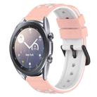 For Samsung Galaxy Watch3 45mm 22mm Two-Color Porous Silicone Watch Band(Pink+White) - 1
