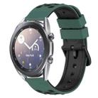 For Samsung Galaxy Watch3 45mm 22mm Two-Color Porous Silicone Watch Band(Olive Green+Black) - 1