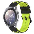 For Samsung Galaxy Watch3 45mm 22mm Two-Color Porous Silicone Watch Band(Black+Lime Green) - 1