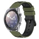 For Samsung Galaxy Watch3 45mm 22mm Two-Color Porous Silicone Watch Band(Army Green + Black) - 1