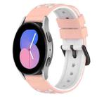 For Samsung Galaxy Watch 46mm 22mm Two-Color Porous Silicone Watch Band(Pink+White) - 1