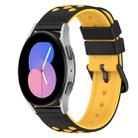 For Samsung Galaxy Watch 46mm 22mm Two-Color Porous Silicone Watch Band(Black+Yellow) - 1
