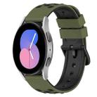 For Samsung Galaxy Watch 46mm 22mm Two-Color Porous Silicone Watch Band(Army Green + Black) - 1