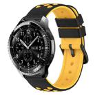 For Samsung Gear S3 Classic 22mm Two-Color Porous Silicone Watch Band(Black+Yellow) - 1