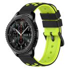 For Samsung Gear S3 Frontier 22mm Two-Color Porous Silicone Watch Band(Black+Lime Green) - 1