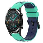 For Huawei Watch GT2 42mm 20mm Two-Color Silicone Watch Band(Army Green + Black) - 1