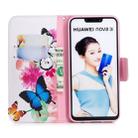 Colored Drawing Pattern Horizontal Flip Leather Case for Huawei Nova 3i&P smart plus,with Holder & Card Slots & Wallet(Two Butterflies) - 1