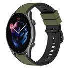 For Amazfit GTR 3 22mm Two-Color Silicone Watch Band(Army Green + Black) - 1