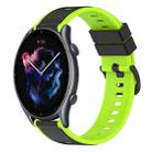 For Amazfit GTR 3 Pro 22mm Two-Color Silicone Watch Band(Black+Lime Green) - 1