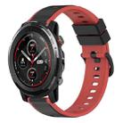 For Amazfit 3 22mm Two-Color Silicone Watch Band(Black+Red) - 1