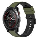 For Amazfit 3 22mm Two-Color Silicone Watch Band(Army Green + Black) - 1
