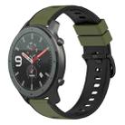 For Amazfit GTR 47mm 22mm Two-Color Silicone Watch Band(Army Green + Black) - 1