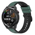 For Huawei Watch GT Runner 22mm Two-Color Silicone Watch Band(Olive Green + Black) - 1