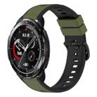 For Honor Watch GS Pro 22mm Two-Color Silicone Watch Band(Army Green + Black) - 1