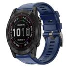 For Garmin Fenix 7X Metal Buckle Solid Color Silicone Watch Band(Navy Blue) - 1