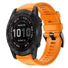 For Garmin Fenix 7X Metal Buckle Solid Color Silicone Watch Band(Orange) - 1