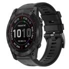 For Garmin Fenix 7X Metal Buckle Solid Color Silicone Watch Band(Black) - 1