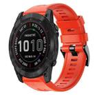 For Garmin Fenix 7X Metal Buckle Solid Color Silicone Watch Band(Red) - 1