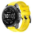 For Garmin Fenix 7X Metal Buckle Solid Color Silicone Watch Band(Yellow) - 1