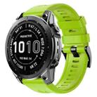 For Garmin Fenix 7X Metal Buckle Solid Color Silicone Watch Band(Green) - 1