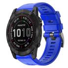 For Garmin Fenix 7X Metal Buckle Solid Color Silicone Watch Band(Skyblue) - 1