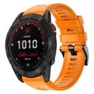 For Garmin Fenix 7X Solar Metal Buckle Solid Color Silicone Watch Band(Orange) - 1