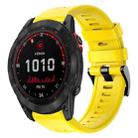 For Garmin Fenix 7X Solar Metal Buckle Solid Color Silicone Watch Band(Yellow) - 1