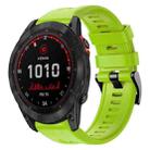 For Garmin Fenix 7X Solar Metal Buckle Solid Color Silicone Watch Band(Green) - 1