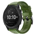 For Garmin Tactix Delta Metal Buckle Solid Color Silicone Watch Band(Army Green) - 1