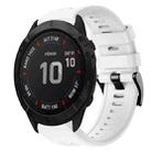 For Garmin Fenix 6X Metal Buckle Solid Color Silicone Watch Band(White) - 1