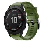 For Garmin Fenix 6X Metal Buckle Solid Color Silicone Watch Band(Army Green) - 1