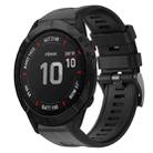 For Garmin Fenix 6X Pro Metal Buckle Solid Color Silicone Watch Band(Black) - 1