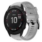 For Garmin Fenix 6X Pro Metal Buckle Solid Color Silicone Watch Band(Grey) - 1