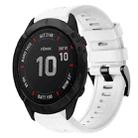 For Garmin Fenix 6X Sapphire Metal Buckle Solid Color Silicone Watch Band(White) - 1