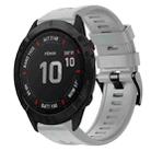 For Garmin Fenix 6X Sapphire Metal Buckle Solid Color Silicone Watch Band(Grey) - 1