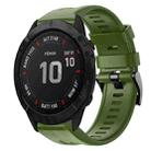 For Garmin Fenix 6X Sapphire Metal Buckle Solid Color Silicone Watch Band(Army Green) - 1