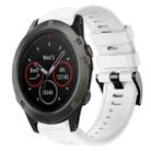 For Garmin Fenix 5X Sapphire Metal Buckle Solid Color Silicone Watch Band(White) - 1